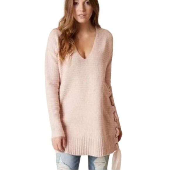 Free People Heart It Lace Up V-Neck Sweater Dress - Picture 3 of 11